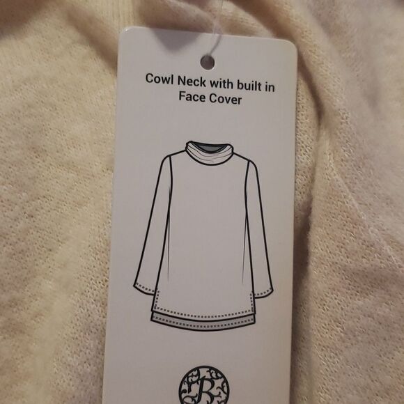 𝅺Bobeau‎ Womens Cowl Neck Top w/Built-in Mask Size Large - Picture 5 of 6